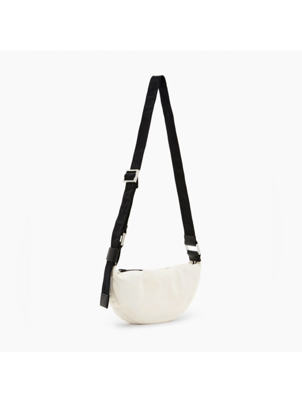 Allsaints Half Moon Nylon Crossbody Bag in White and Black